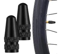 PENIKOKO Lot de 2 Bouchons de Valve de Roue de Vélo en Alliage d'Aluminium Noir Cache-Valves Légers et Résistants Protection Anti-Poussière pour VTT et Vélo de Route Accessoires