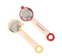 PENIKOKO Lot de 2 Brosses à Pieds Multifonctionnelles Rouges et Jaunes - Râpe à Callosités en Acier Inoxydable Exfoliant pour Talons et Brosse pour Orteils Outil de Soin des Pieds pour