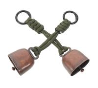 PENIKOKO Lot de 2 Clochettes Anti-Ours Résistantes aux Intempéries avec Cordon Militaire Vert et Cloche en Cuivre Rouge, Compactes et Légères, pour Randonnée, Camping et Protection