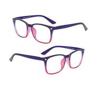 PENIKOKO Lot de 2 Lunettes Rétro Anti-Lumière Bleue Unisexes Monture Métal Bicolore Bleu et Rose Doré Verres sans Correction pour Ordinateur Gaming et Protection Yeux au Quotidien