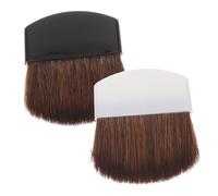 PENIKOKO Lot de 2 Pinceaux de Maquillage Professionnels Taille Compacte, Pinceau Blush et Pinceau à Fond de Teint, Poils de Crin de Cheval, Manche Blanc et Noir, Portable pour Maquillage