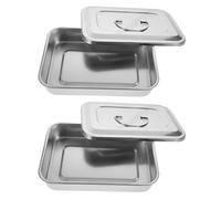 PENIKOKO Lot de 2 Plateaux pour Outils de Nail Art en Acier Inoxydable 201 sans Perforation 23 Cm avec Couvercle, Rangement Hygiénique pour Instruments de Manucure, Usage