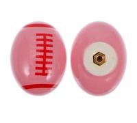 PENIKOKO Lot de 2 Poignées en Céramique à Motif Rugby Rose, Poignées de Meuble pour Commode et Armoire, Bouton de Tiroir Cartoon un Trou, Accessoire Décoration Chambre Garçon Fille