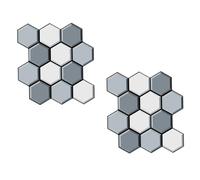 PENIKOKO Lot De 2 Stickers Muraux Hexagonaux Décoratifs Carrelage Hexagonal Et Étagères Hexagonales Amovibles Panneaux Muraux Géométriques En Pvc Bleu