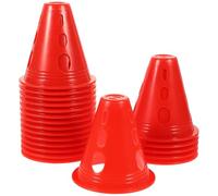 PENIKOKO Lot de 20 Cônes d'Entraînement pour Patins à roulettes Petits Cônes Rouges Trous Anti-Vent 8 CM Plastique Résistant pour Exercices d'Agilité et Slalom en Plein Air