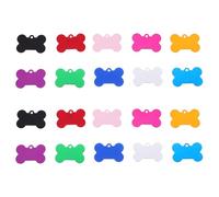 PENIKOKO Lot de 20 Médailles D'identification pour Chien en Alliage D'aluminium D'os 38x25x1 Mm, Étiquettes Vierges Gravables Multicolores pour Colliers, Porte-clés Léger et