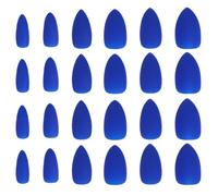 PENIKOKO Lot de 24 Faux Ongles Autocollants Pointus Longs Bleu Décorations D’Ongles pour Femmes Pièces Nail Art DIY Faciles à Appliquer Accessoires Nail Art pour Manucure Élégante