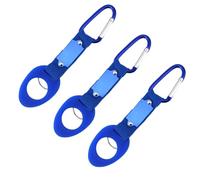 PENIKOKO Lot de 3 Boucles Porte-Bouteille en Silicone Bleu, Clip de Fixation Portable pour Gourde, Randonnée, Camping et Activités de Plein Air, Accessoires Légers et Résistants aux