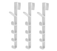 PENIKOKO Lot de 3 Crochets Porte-manteau Cinq Crochets en Abs Blanc, Installation sans Perçage, Gain de Place pour Garage et Petits Espaces