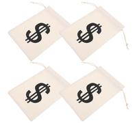 PENIKOKO Lot de 4 Paquet à Trésor à Cordon en Coton 16X22 CM Beige Pochettes Décoratives Multifonctions pour Monnaie Bijoux et Accessoires de Voyage Bourses Pirates pour Jeux et