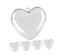 PENIKOKO Lot de 5 Boules Décoratives en Plastique Transparent de Cœur 12 CM Boîte à Ornements Rechargeable Saint-Valentin Décoration Polyvalente pour Présents et Loisirs Créatifs