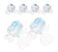 PENIKOKO Lot de 6 Boîtes à Bonbons Mariage en Fer Bleu Forme Carrosse Cœur Réutilisables et Faciles à Nettoyer Présents Invités pour Cérémonie Romantique Petites Boîtes à Friandises