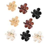 PENIKOKO Lot De 8 Petites Pinces à Cheveux à Fleurs Mini, Plastique Strass, Petite Taille, Pour Filles Et Femmes, Usage Quotidien, Couleurs Transparent, Crème, Caramel, Noir