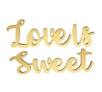 PENIKOKO Love is Sweet Décor en Lettres Bois Doré pour Mariage Décoration Table Rustique Panneau d'amour pour Réception Fête Prénuptiale et Anniversaire Ensemble Décoratif Élégant