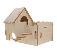 PENIKOKO Maison en Bois pour Cobaye Échelle Ondulée, Cabane Multifonctionnelle Grosse Taille, Habitat Naturel pour Petits Animaux, Nid Confortable pour Cochon d'Inde, Cage à Cobayes