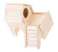 PENIKOKO Maison en Bois pour Hamster Cachette en Bois pour Rongeurs Abri Deux Étages Refuge Sécurisé Et Confortable Adapté pour Petits Animaux Domestiques comme Hamster Et Cobaye