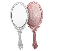 PENIKOKO Miroir à Main Décoratif Vintage 2 Pièces Miroir de Maquillage Portable Ergonomique Pratique pour Voyage Filles et Femmes pour Se et Se Coiffer