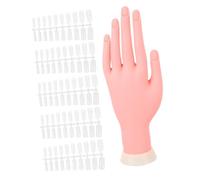 PENIKOKO Modèle de Main D'entraînement en Silicone Souple Taille Moyenne Mains Gauche Flexible 100 Capsules Ongles pour Formation Nail Art Débutants Professionnels Usage Salon