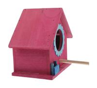 PENIKOKO Nichoir en Bois Suspendu pour Oiseaux Extérieur, Mangeoire Décorative Rouge Mini Taille, Décoration Jardin Rustique, Nid D'oiseau Naturel pour Habitat Chaleureux