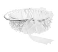 PENIKOKO Panier de Demoiselle d'Honneur Blanc Moyen en Dentelle Bordure en Dentelle Panier de Fleurs pour Mariage Accessoire pour Fête de Mariage pour Cortège Nuptial