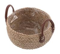 PENIKOKO Panier de Rangement en Paille Naturelle Tressée avec Poignée, Taille Moyenne, Panier Polyvalent pour Pots de Fleurs Décoratifs, Jardinière en Osier pour Intérieur,