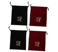 PENIKOKO Paquet Pour Sèche-cheveux En Tissu à Cordon 4 Pièces 230x270 Mm Noir Et Rouge Foncé Paquet Anti-rayures Multifonctions Organisateurs Portables Pour Voyage Et Rangement