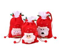 PENIKOKO Paquet Présents de Noël Rouges 3pcs en Peluche avec Cordon de Serrage pour Emballage sans Déchirure, pour Garçon et Filles et Fêtes de Noël