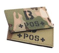 PENIKOKO Patch Réfléchissant Camouflage 2 Pièces Type Sanguin B Positif à Scratch, Écusson Militaire pour Uniformes et Paquet Tactiques, Indicateur Groupe Sanguin IR pour Activités Plein