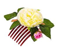 PENIKOKO Peigne Latéral Beige à Fleurs Artificielles, 7 Dents, Accessoire Coiffure Mariage et Cérémonie, Épingle à Cheveux pour Femmes, Décoration Cheveux Vacances et Quotidien