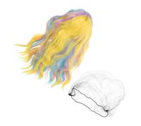 PENIKOKO Perruque Ondulée Colorée Mi-longue Style Vague Arc-ciel pour Cosplay et Fête et Confortable Adaptée Aux Adultes et Adolescents