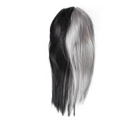 PENIKOKO Perruque Synthétique Longue Droite Noir et Gris Accessoire Cheveux Mode pour Fêtes Cosplay et Usage Quotidien