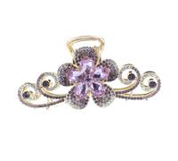 PENIKOKO Pince à Cheveux Accessoire Glamour Multifonction en Alliage Grosse Taille Pourpre pour Double Face Fleurs et Strass, Résistante la Déformation Femmes