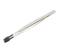 PENIKOKO Pince à Épiler Plate en Acier Inoxydable Embouts en Caoutchouc Noir Longueur 15 CM Pince Douce Anti-Rayure pour Bijoux Perles Tampons et Loisirs Créatifs