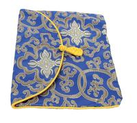 PENIKOKO Pochette Bouddhiste Brocart Vintage Ethnique Protection Antichoc pour Musique et Textes Sacrés Format Compact Bleu Roi