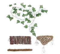 PENIKOKO Pont D’Escalade pour Reptiles 4 Pièces - Hamac Triangulaire, Pont en Bois, en Mousse, Décoration Végétale Artificielle pour Terrariums, Accessoires pour Dragons Barbus