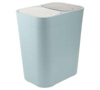 PENIKOKO Poubelle à Double Compartiment 1pc en Plastique Bleu Couvercle pour Séparation Déchets Secs et Humides, Poubelle Ménagère la Cuisine et Salle de Bain, Conteneur de Recyclage