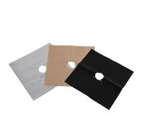 PENIKOKO Protège Plaque Gaz en Tissu Enduit Argenté, 8Pcs, Trou Central Prédécoupé, Compatible Brûleurs à Gaz, Tapis de Protection Réutilisable pour Nettoyage de Cuisinière