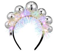 PENIKOKO Serre-tête Disco de Noël Vintage avec Boules Colorées Bandeau Élastique Ajustable Accessoire Festif pour Femmes et Filles pour Fêtes et Anniversaires