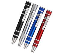 PENIKOKO Tournevis Multifonction Magnétique en Alliage D’Aluminium Stylo Outil de Réparation Léger avec 8 Embouts Interchangeables Lot de 4 set de Sets Noir Argenté Bleu et Rouge pour