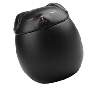 PENIKOKO Urne Funéraire Compacte pour Animaux en Céramique Noire 500 ML de Tête de Chien, Accessoire Pratique et Scellé pour Cendres de Chat et Chien, Décor Salon et Bureau