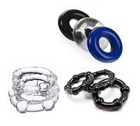 Pénis Anneaux Set,Plug Anal Anneau Pénien + Anneaux de Pénis Silicone,Stimulation Prostate Sex toys pour Hommes érections éjaculation retardée qra7