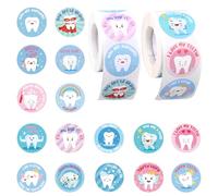 Penitue 1000pcs Autocollants Dentaires, Ronds et Mignons 3,8cm Récompenses pour Enfants Décorations Dentaires Amusantes pour Ordinateur Portable Bouteille d'Eau (Style 2)