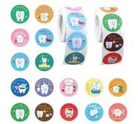 Penitue 1000pcs Autocollants Dentaires, Ronds et Mignons 3,8cm Récompenses pour Enfants Décorations Dentaires Amusantes pour Ordinateur Portable Bouteille d'Eau (Style 1)