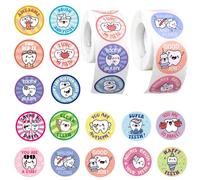 Penitue 1000pcs Autocollants Dentaires, Ronds et Mignons 3,8cm Récompenses pour Enfants Décorations Dentaires Amusantes pour Ordinateur Portable Bouteille d'Eau (Style 3)