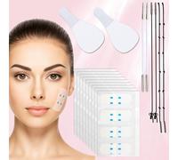 Penitue 160pcs Ruban Lifting Visage Cou avec Ficelle, Patchs Faciaux en Silicone Anti-Rides Rubans Invisibles Lifting du Visage Bandes Contour en V pour Double Menton Peau Relâchée Raffermissant