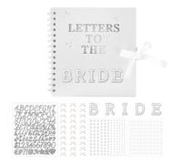 Penitue 21x20,5cm Kit Scrapbook Letters to the Bride, Livre de Souvenirs Mariage Livre d’Or Blanc pour la Mariée Album Photo DIY avec Autocollants Lettres Métalliques et Perles Cadeau Bridal Shower