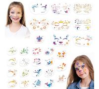 Penitue 28 Ensemble de Pochoir Maquillage Visage, 28 Styles Pochoirs Réutilisables pour Peinture avec Animaux Fleurs Papillons Citrouilles Feuilles Araignées Éléments pour Tatouages Temporaires Fêtes