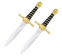 Penitue 2pcs Épées en Mousse, 38cm PU Épées Courtes en Mousse pour Jeu Combat Réaliste Jouet Couteau Poignard Arme d'arts Martiaux Accessoire de Costume D'Assassin pour Halloween (Doré)