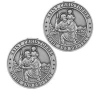 Penitue 2pcs Médailles Saint-Christophe pour Pare-Soleil de Voiture, en Alliage de Zinc Accessoire Voiture Représentant l'Ange Gardien pour La Famille Les Amis et Les Conducteurs