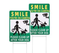 Penitue 2pcs Panneaux Clean Up After Your Dog avec Piquet, 30,1x20,1cm Protection Solaire et Imperméable Double Face Pick Up after Your Dog Panneaux avec Piquets en H pour Jardin Pelouse